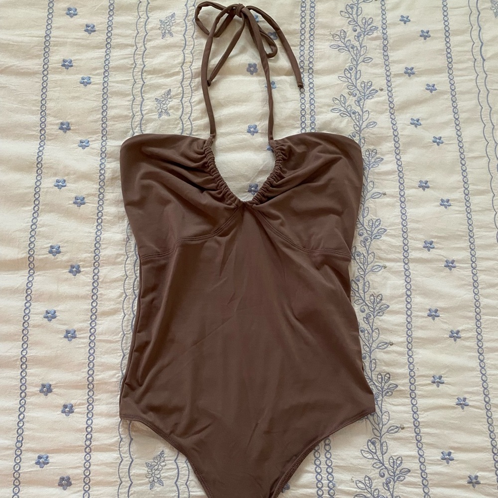 NWT Brown Abercrombie & Fitch Halter Bodysuit